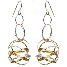 Mobius Mixed Triple Ring Earring 
22K gold vermeil, sterling
ERDR34-G-S